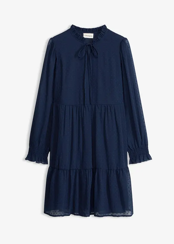 Minikleid mit Pufferärmel in blau von vorne - bonprix Minikleid mit Pufferärmel in blau von vorne - bonprix