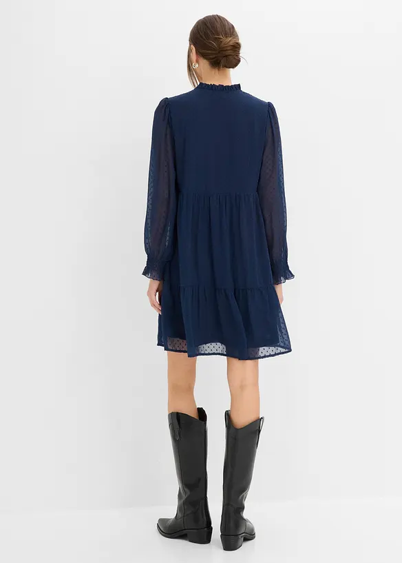 Minikleid mit Pufferärmel in blau von hinten (Totalaufnahme) - bonprix Minikleid mit Pufferärmel in blau von hinten (Totalaufnahme) - bonprix