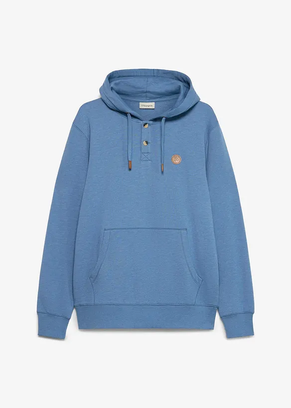 Hoodie aus weichem Baumwoll-Mix in blau von vorne - bonprix