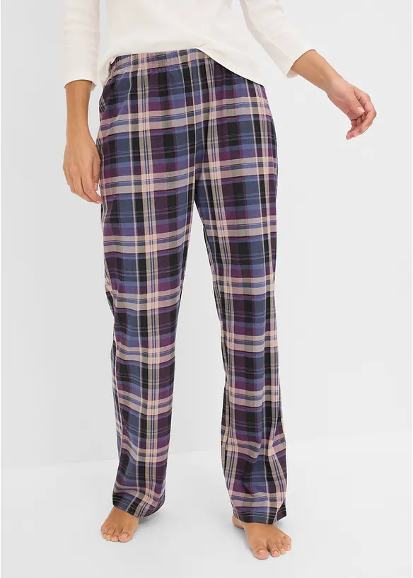 Pyjamahose aus reiner Baumwolle (3er Pack) in schwarz von vorne - bonprix
