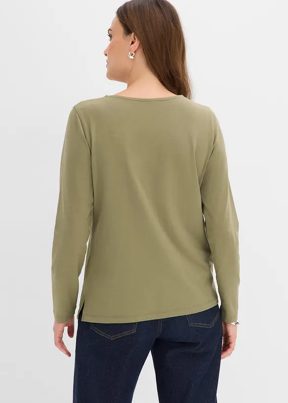 Langarmshirt mit Ösen in grün von hinten (im Anschnitt) - bonprix