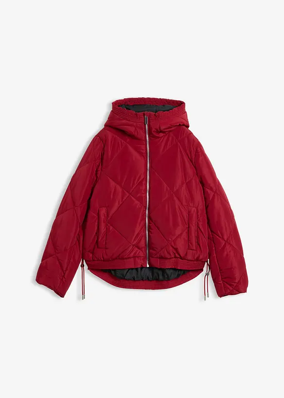 Kurze Steppjacke mit Futter in Kontrastfarbe in rot von vorne - bonprix