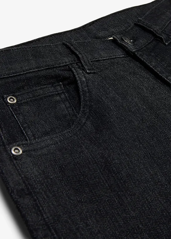 Wide-Leg-Jeans Mid Waist in schwarz - bonprix