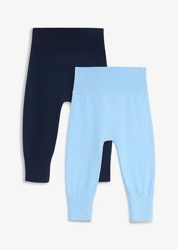 Weiche Strick-Hosen zum Mitwachsen aus Baumwoll-Mix (2er Pack) in blau von hinten - bonprix