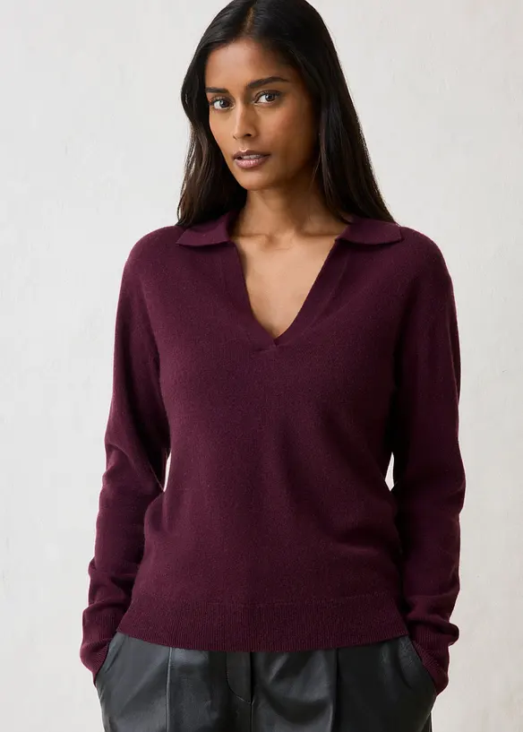 Cashmerepullover mit Good Cashmere Standard®-Anteil in rot von vorne (im Anschnitt) - bonprix