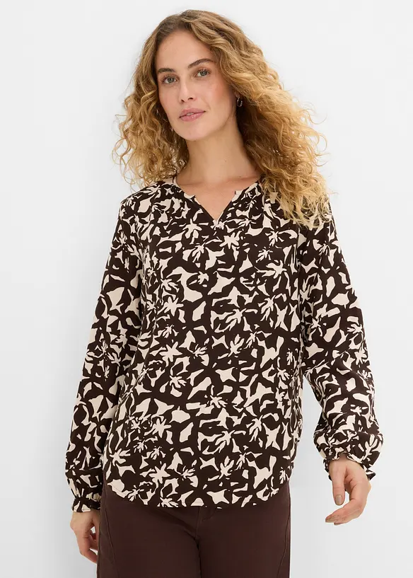 Tunikabluse aus Viskose in braun von vorne (im Anschnitt) - bonprix Tunikabluse aus Viskose in braun von vorne (im Anschnitt) - bonprix