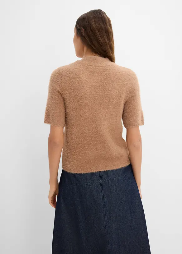 Federgarn-Pullover in braun von hinten (im Anschnitt) - bonprix