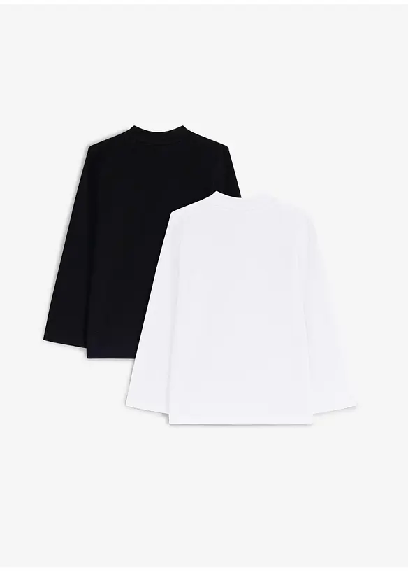 Langarmshirt aus elastischem Bio-Baumwoll-Mix (2er Pack) in weiß von hinten - bonprix Langarmshirt aus elastischem Bio-Baumwoll-Mix (2er Pack) in weiß von hinten - bonprix