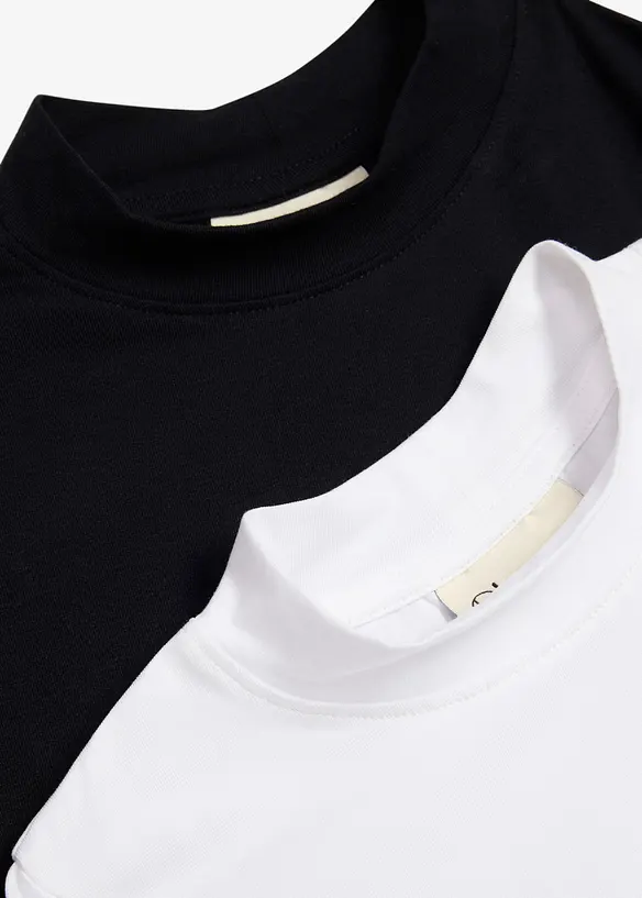 Langarmshirt aus elastischem Bio-Baumwoll-Mix (2er Pack) in weiß - bonprix Langarmshirt aus elastischem Bio-Baumwoll-Mix (2er Pack) in weiß - bonprix