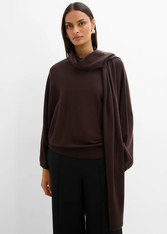 Feinstrickpullover aus softem Viskose-Mix in braun von vorne (im Anschnitt) - bonprix Feinstrickpullover aus softem Viskose-Mix in braun von vorne (im Anschnitt) - bonprix