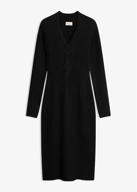 Strickkleid mit Wollanteil in schwarz von vorne - bonprix Strickkleid mit Wollanteil in schwarz von vorne - bonprix