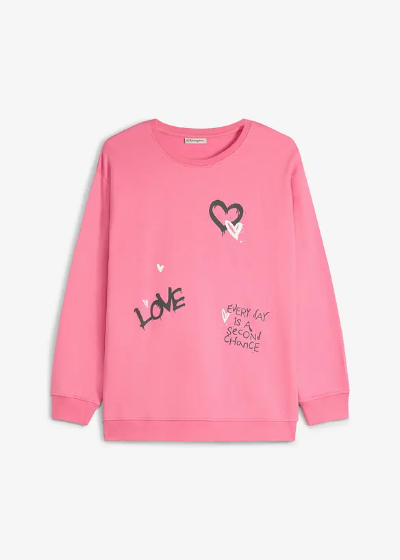 Sweatshirt aus reiner Bio-Baumwolle in pink von vorne - bonprix