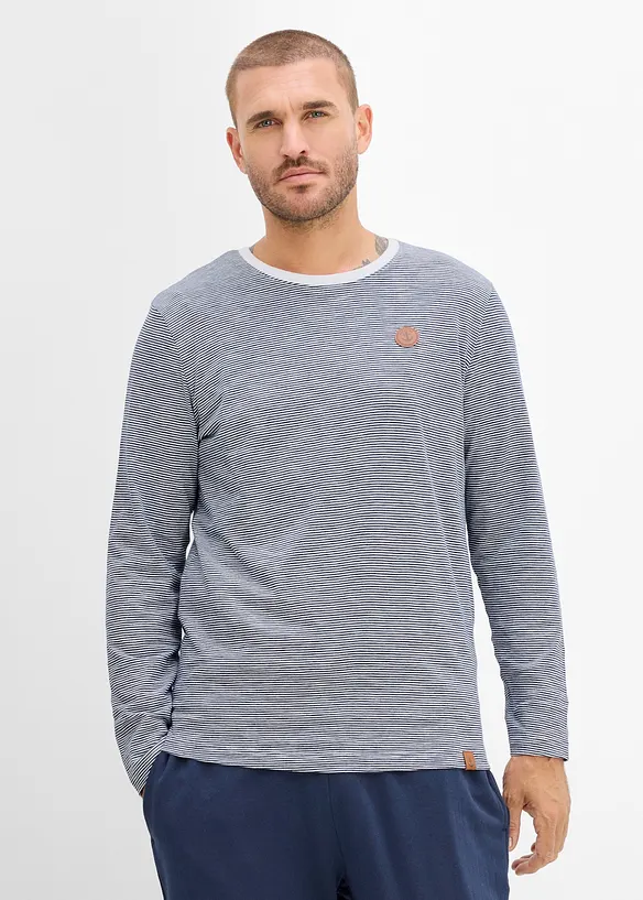Langarmshirt aus reiner Bio-Baumwolle in weiß von vorne (im Anschnitt) - bonprix