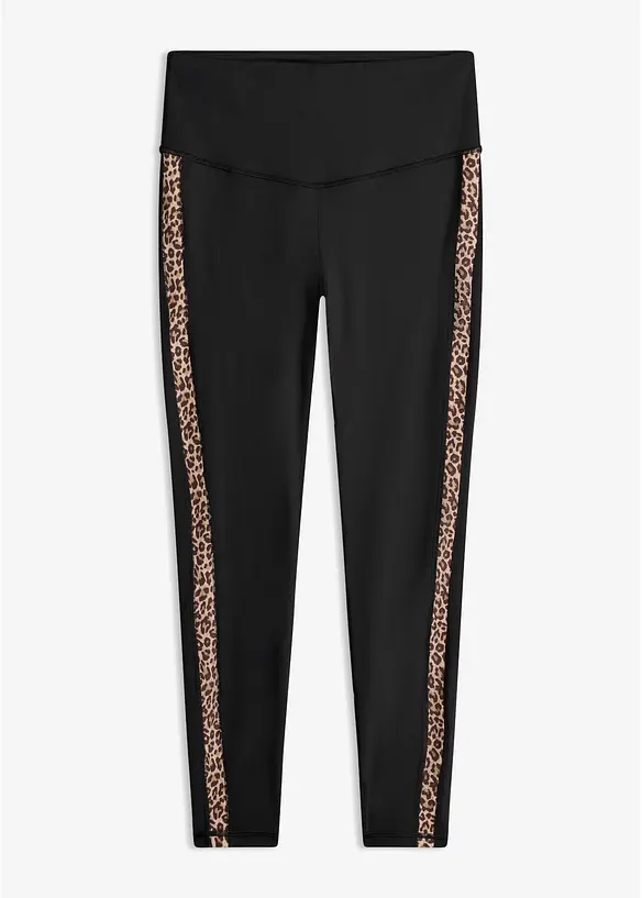 Komfort Sport-Leggings, schnelltrocknend in schwarz von vorne - bonprix Komfort Sport-Leggings, schnelltrocknend in schwarz von vorne - bonprix