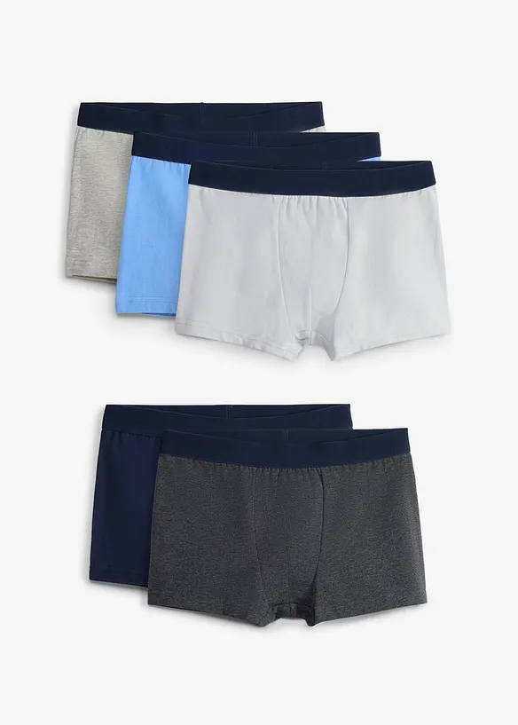 Boxershorts eng mit weicher Bio-Baumwolle (5er Pack) in blau von vorne - bonprix