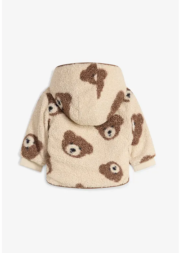 2-in-1 Baby Wendejacke mit kuscheligem Teddy-Fleece in beige von hinten - bonprix