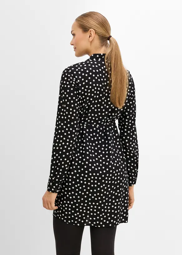 2-in1 Umstands- und Stillblusenkleid aus fließender Viskose in schwarz von hinten (Totalaufnahme) - bonprix