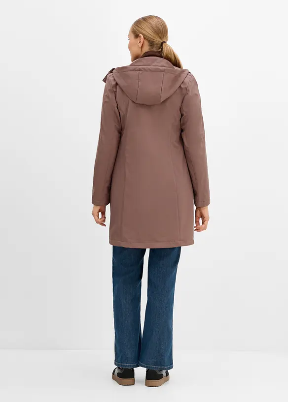 6-in-1 Umstands-Tragemantel mit herausnehmbarer Fleecejacke (4-tlg. Set) in braun von hinten (Totalaufnahme) - bonprix