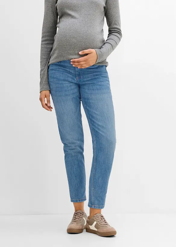 2-in-1 Mom-Jeans für die Schwangerschaft und danach, Ankle Length in blau von vorne - bonprix