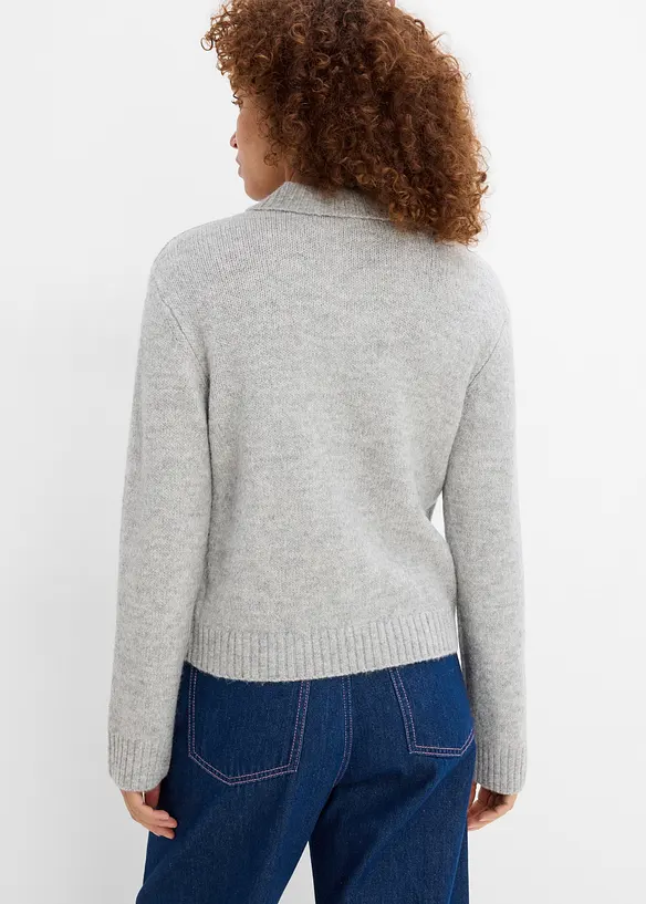 Strickjacke in grau von hinten (im Anschnitt) - bonprix Strickjacke in grau von hinten (im Anschnitt) - bonprix