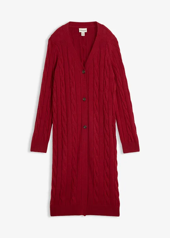 Longstrickjacke aus weichem Woll-Mix in rot von vorne - bonprix Longstrickjacke aus weichem Woll-Mix in rot von vorne - bonprix