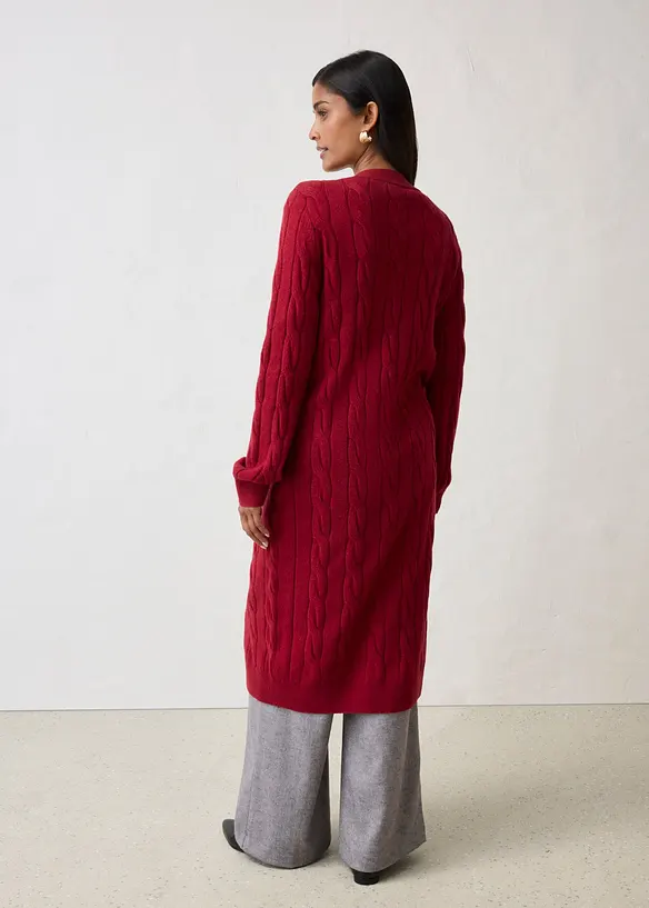 Longstrickjacke aus weichem Woll-Mix in rot von hinten (im Anschnitt) - bonprix Longstrickjacke aus weichem Woll-Mix in rot von hinten (im Anschnitt) - bonprix
