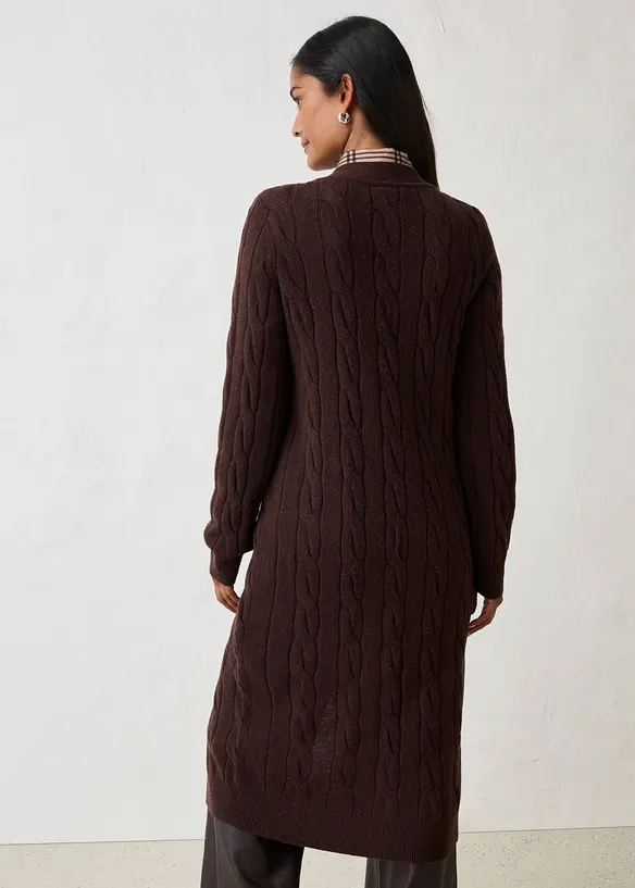 Longstrickjacke aus weichem Woll-Mix in braun von hinten (im Anschnitt) - bonprix Longstrickjacke aus weichem Woll-Mix in braun von hinten (im Anschnitt) - bonprix