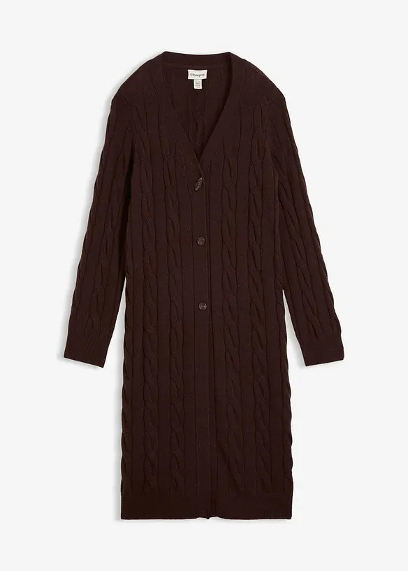 Longstrickjacke aus weichem Woll-Mix in braun von vorne - bonprix Longstrickjacke aus weichem Woll-Mix in braun von vorne - bonprix