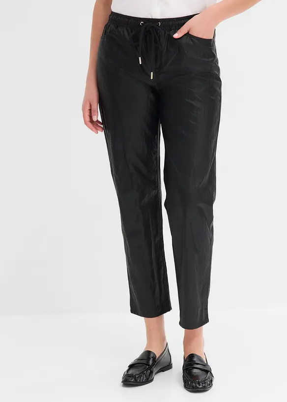 Lederimitat Schlupfhose mit Crash-Optik in schwarz von vorne - bonprix Lederimitat Schlupfhose mit Crash-Optik in schwarz von vorne - bonprix