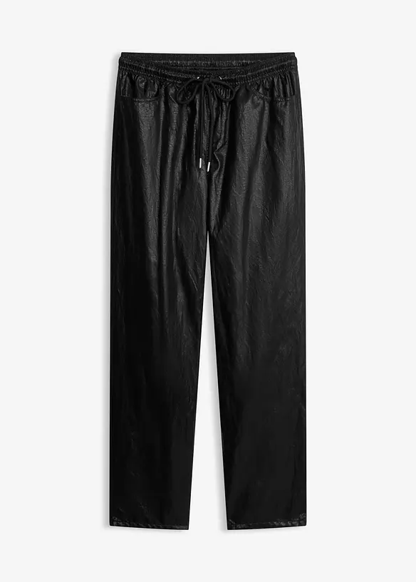 Lederimitat Schlupfhose mit Crash-Optik in schwarz von vorne - bonprix Lederimitat Schlupfhose mit Crash-Optik in schwarz von vorne - bonprix