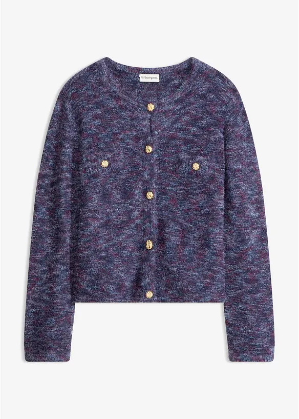Strickjacke mit Effektgarn in blau von vorne - bonprix Strickjacke mit Effektgarn in blau von vorne - bonprix