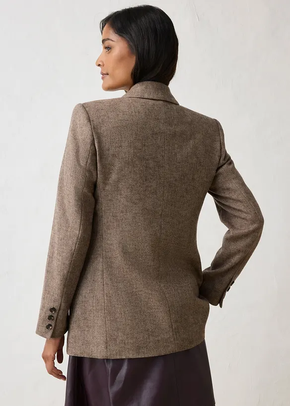Blazer mit weichem Wollanteil in braun von hinten (im Anschnitt) - bonprix