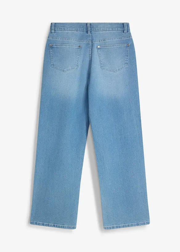 Wide-Leg-Jeans Mid Waist in blau von hinten - bonprix