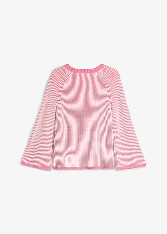 Gerippter Grobstrick-Pullover in pink von hinten - bonprix Gerippter Grobstrick-Pullover in pink von hinten - bonprix