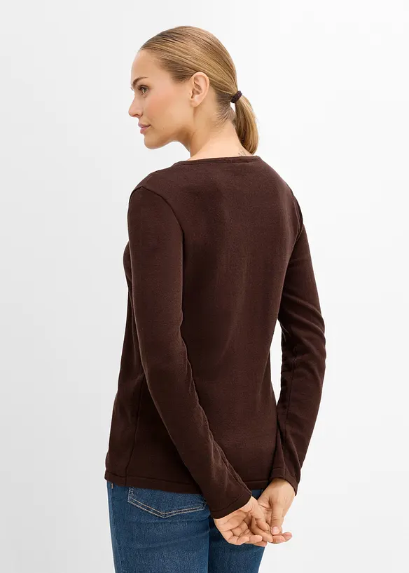 2-in-1 Umstandsstrickjacke mit Stillfunktion in braun von hinten (im Anschnitt) - bonprix