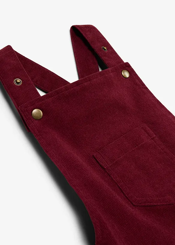 Cord-Latzkleid aus elastischem Baumwoll-Mix in rot - bonprix