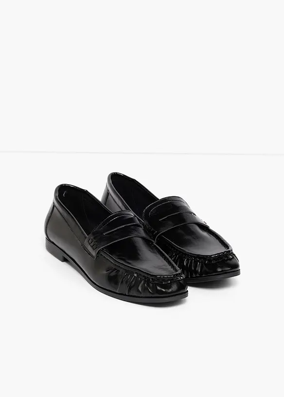 Loafer mit Raffung in schwarz - bonprix