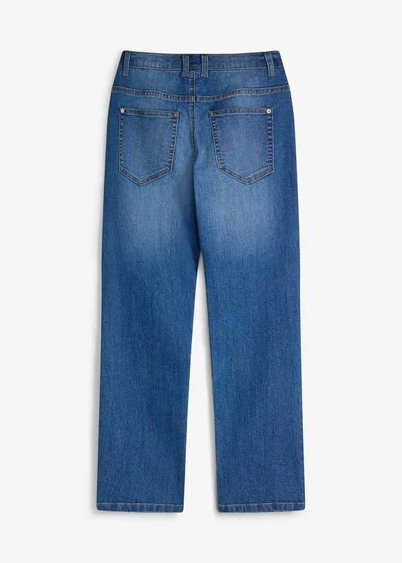 Regular-Fit-Stretchjeans mit verstellbarem Bund, Straight in blau von hinten - bonprix