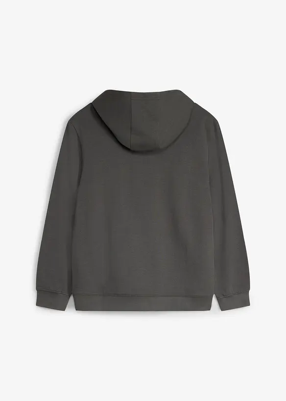 Hoodie aus weicher Bio Baumwolle mit Flockprint in grau von hinten - bonprix