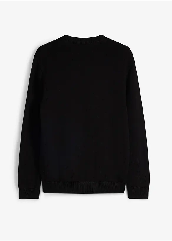 Grobstrick-Pullover aus reiner Baumwolle in schwarz von hinten - bonprix Grobstrick-Pullover aus reiner Baumwolle in schwarz von hinten - bonprix