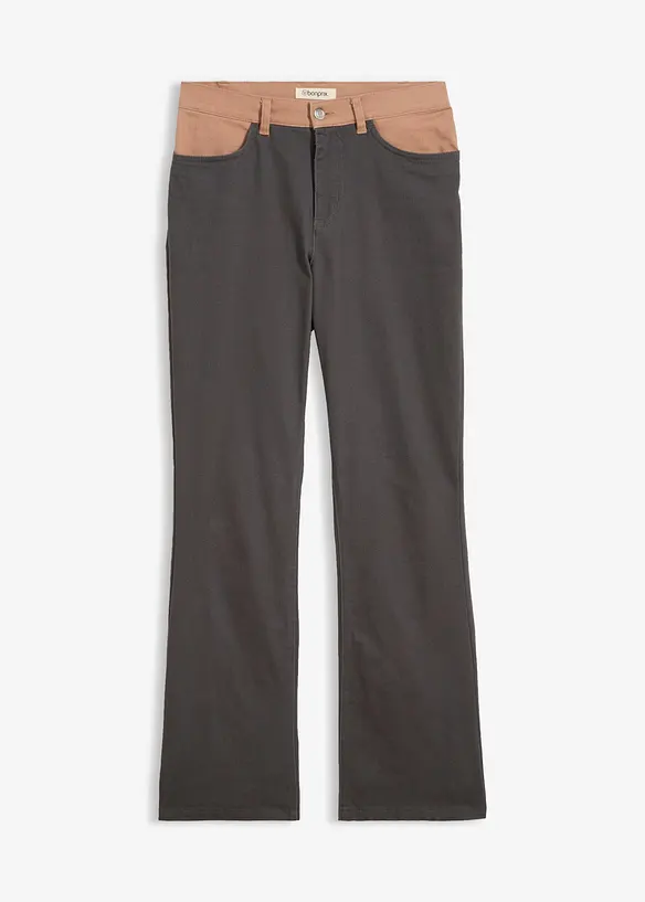 Bootcut-Hose aus elastischem Baumwoll-Mix in grau von vorne - bonprix Bootcut-Hose aus elastischem Baumwoll-Mix in grau von vorne - bonprix