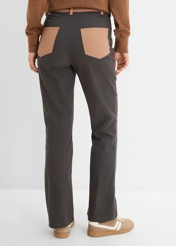 Bootcut-Hose aus elastischem Baumwoll-Mix in grau von hinten - bonprix Bootcut-Hose aus elastischem Baumwoll-Mix in grau von hinten - bonprix