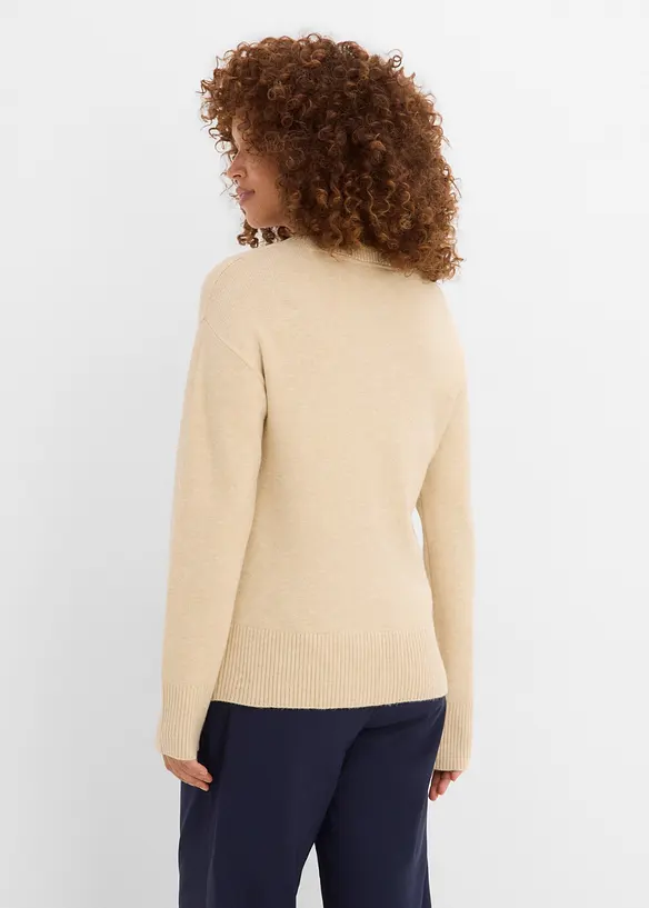 Pullover aus Viskose-Mix in beige von hinten (im Anschnitt) - bonprix Pullover aus Viskose-Mix in beige von hinten (im Anschnitt) - bonprix