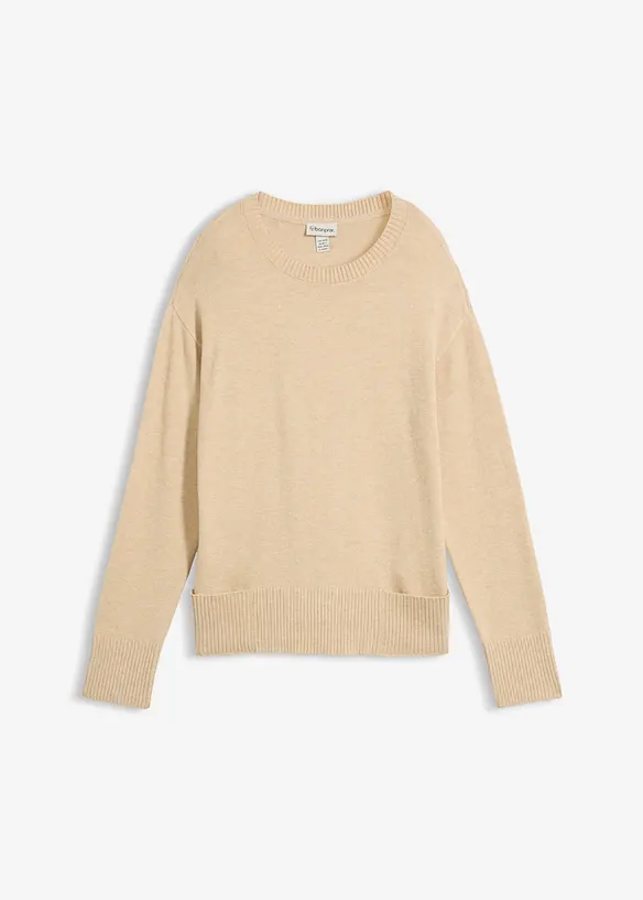 Pullover aus Viskose-Mix in beige von vorne - bonprix Pullover aus Viskose-Mix in beige von vorne - bonprix