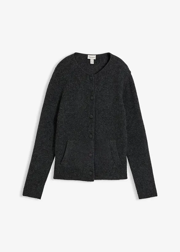 Ripp-Strickjacke in grau von vorne - bonprix Ripp-Strickjacke in grau von vorne - bonprix