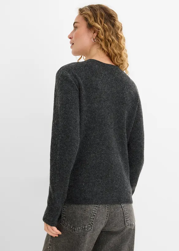 Ripp-Strickjacke in grau von hinten (im Anschnitt) - bonprix Ripp-Strickjacke in grau von hinten (im Anschnitt) - bonprix