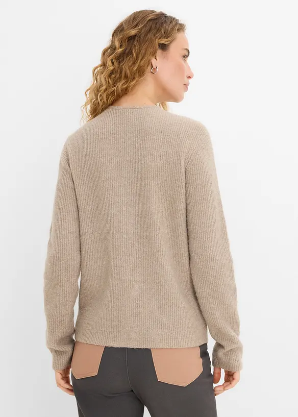 Ripp-Strickjacke in braun von hinten (im Anschnitt) - bonprix Ripp-Strickjacke in braun von hinten (im Anschnitt) - bonprix