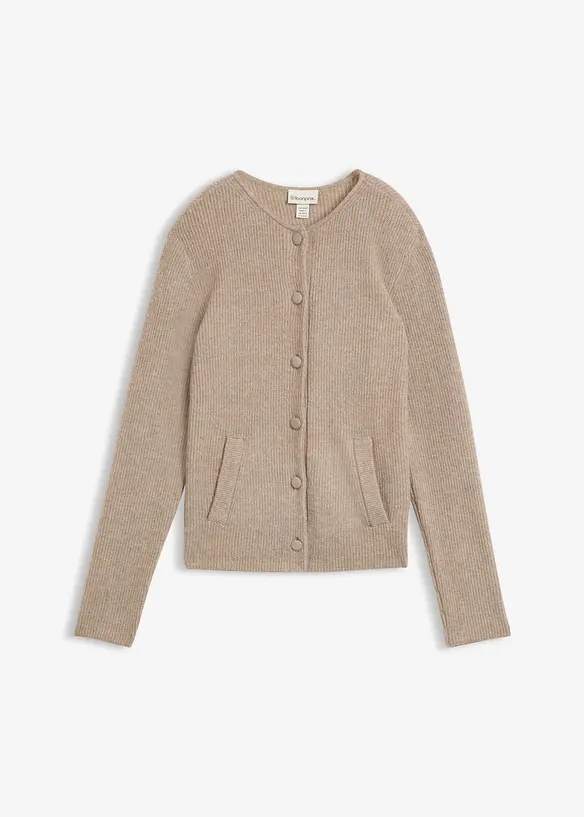 Ripp-Strickjacke in braun von vorne - bonprix Ripp-Strickjacke in braun von vorne - bonprix