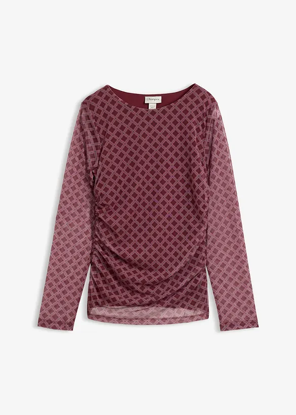 Langarmshirt aus feinem Mesh in rot von vorne - bonprix