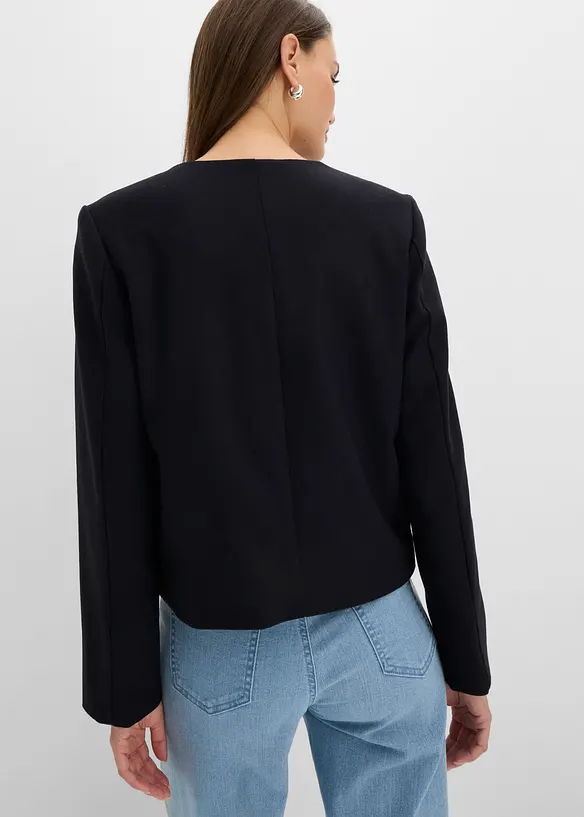 Kurze Blazerjacke mit Knopfreihe in grau von hinten (im Anschnitt) - bonprix Kurze Blazerjacke mit Knopfreihe in grau von hinten (im Anschnitt) - bonprix